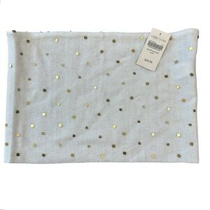 Coldwater Creek NWT cream wool blend infinity scarf with gold metallic sequins
